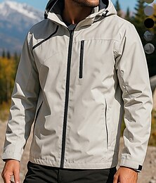 abordables -Homme Coupe-Vent Veste softshell Veste de randonnée Extérieur Imperméable Coupe-vent Tenues de randonnée Vêtements de randonnée Printemps Automne Top Camping / Randonnée / Spéléologie Course Gris