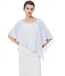 abordables -Bolero Envolturas de la madre Envolturas de novia Envolturas de invitados de boda Capa Elegante damas Estilo formal Sin Mangas Gasa Velos de Boda Con Color Puro Para Diario Verano
