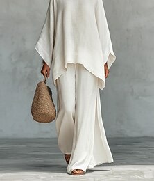 abordables -Femmes Ensembles de Pantalons Haut boléro Sans manches Col rond Couleur Unie Imprimé Mode Streetwear Occasionnel Quotidien Extérieur Noir Blanche Rouge Été Coupe Ample