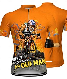abordables -Hombre Maillot de Ciclismo Jersey de descenso Nunca subestimes a un anciano con una bicicleta Manga Corta Bicicleta Maillot Camiseta con 3 bolsillos traseros Resistente a los rayos UV Secado rápido