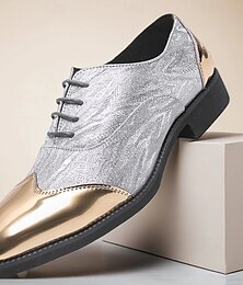 abordables -Chaussures habillées pour homme en similicuir métallisé, design argenté brillant avec bout pointu élégant, idéales pour les occasions formelles et les sorties nocturnes.