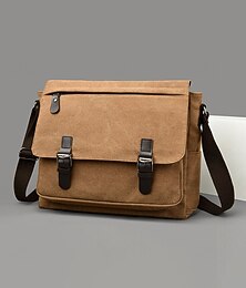 cheap -Men's Canvas Messenger Bag, Multi-Color Large Capacity Shoulder Crossbody Satchel, Casual Vintage Style Laptop Travel Work Bag for Daily Commuting, Outdoor Leisure & Office Use