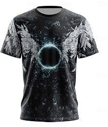 economico -Maglietta da uomo dreamcore weirdcore con ali d'angelo bianche, portale luminoso, occhi fumosi, estetica, taglia normale, casual, rave, abbigliamento da strada, abbigliamento s m l xl xxl xxxl
