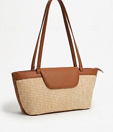 abordables -Sac cabas en paille tressée pour femme, sac à main multicolore grande capacité, sac décontracté pour la plage et les vacances, idéal au quotidien et pour les activités de loisirs en plein air.