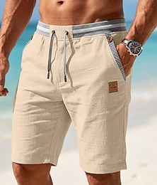 Недорогие -Муж. Шорты Льняные шорты Летние шорты Пляжные шорты Кулиска Карман Эластичная талия Контрастных цветов Один цвет Комфорт Дышащий Короткие Повседневные Пляж Праздники Отпуск Мода Donkerkaki Черный