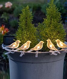 voordelige -Buitenverlichting op zonne-energie met 5 vogeltjes en clips, IP44 waterdicht, geschikt voor wandmontage &Hekdecoratie, tuin-, terras-, achtertuin-, villa- en landschapsverlichting