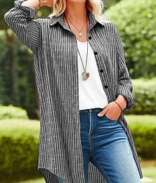preiswerte -Damen Freizeithemd Knopfhemd Bluse Knöpfe Druck Karomuster Stilvoll Basic Lässig Langarm Umlegekragen Lange Oberteile Täglich Outdoor Ferien Blau Schwarz Rote Grün Aprikose Sommer Frühling Herbst