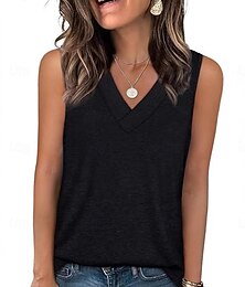 preiswerte -Damen Bluse Einfach Aktiv Lässig Ärmellos V Ausschnitt Normale Oberteile Täglich Ferien Ausgehen Schwarz Weiß Rosa Fuchsie Rosa Sommer Frühling