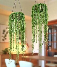 halpa -6 kpl keinotekoisia helmiäisnauhoja roikkuvia kasveja, tekoja mehikasveja köynnöksiä, seinätaustan vihreyttä kotiin, häihin &ulkosisustus