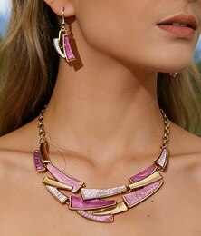 abordables -Ensemble collier et boucles d'oreilles bohèmes pour femme, en alliage, multicolore, au design élégant et raffiné, idéal au quotidien, en vacances et en voyage.