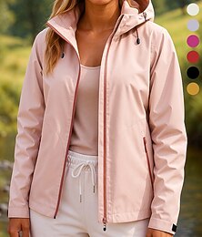 billige -Dame Vindtett jakke Softshell jakke Turjakke Utendørs Vanntett Vindtett Turantrekk Turklær Vår Høst Topper Fisking Camping / fotturer / grotting Løp Helfarge Svart Hvit Gul