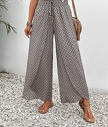 abordables -Mujer Perneras anchas Pantalones bohemios Chinos Falda pantalón Vacaciones Ropa de calle Casual Hasta el Tobillo Media cintura Graphic Correa Estampado Confortable Comodidad Transpirable Microelástico