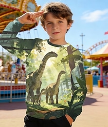 ieftine -Băieți 3D Grafic Dinozaur Hanorca Pullover Manșon Lung Tipărire 3D Primăvară Toamnă Activ Modă Șic Stradă Copii 4-12 ani Stil Nautic Casual Zilnic În aer liber Fit regulat