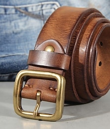 זול -בגדי ריקוד גברים חֲגוֹרָה אבזם אוטומטי נחושת עור פרה וינטאג' סגנון רחוב לנופש צבע אחיד יין אדום שחור יומי בָּחוּץ עֵסֶק רשמי חגורת מותניים