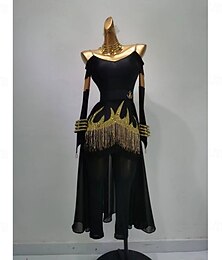 abordables -Danse Latine Robe Gland Femmes Soirée Entraînement Performance manche longue Spandex Nylon