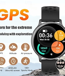 Недорогие -Смарт-часы с GPS, функцией беспроводной связи, AMOLED-экраном Ultra HD и встроенным альтиметром. &барометр, более 100 спортивных режимов, монитор сердечного ритма и сна, фитнес-трекер для активного