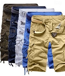 お買い得  -男性用 カーゴショーツ ショーツ ハイキング ショーツ ポケット 平織り 履き心地よい 耐久性 ふくらはぎ丈 ワーク カジュアル 日常 ファッション ストリートファッション アーミーグリーン ブラック