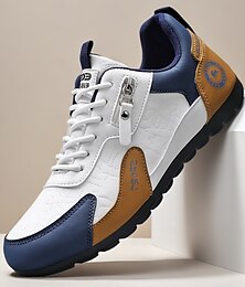 abordables -Zapatillas elegantes con cordones para hombre con superposiciones de piel sintética, diseño deportivo moderno, ideales para uso informal, viajes y estilo urbano.