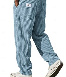 billige -Herre Bukser Kordfløyel bukse Vinterbukser Uformelle bukser Posete bukser Snorer Rett ben Helfarge Komfort Full lengde Avslappet Daglig utendørs Mote Klassisk Stil Svart Militærgrønn Uelastisk