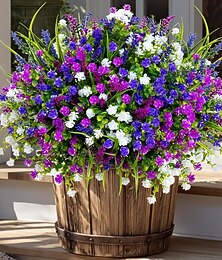 abordables -20 bouquets de fleurs artificielles d'extérieur, fausses plantes, fausse verdure extérieure, buis, arbustes en plastique inaltérables, décoration intérieure, jardin de style champêtre (assortiment, 3
