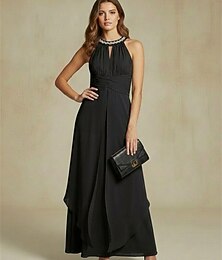 billiga -Dam Maxiklänning Svart klänning Festklänning Cocktail klänning Chiffongklänningar Elegant Mode Klassisk Dagligen Utomhus Strand Normal Slät Ärmlös Halterneck Svart Purpur Sommar Vår