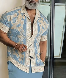 economico -Per uomo Paisley Stampa Floreale Etnico Camicia Camicia con Bottoni Camicia con collo camp Manica Corta Vintage Retrò Abbigliamento casual alla moda Vacanza Estate Primavera Colletto cubano Stampa 3D