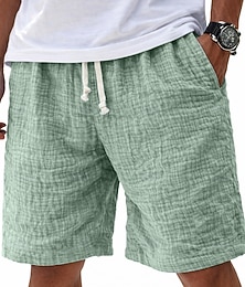 Недорогие -Муж. Шорты Льняные шорты Летние шорты Пляжные шорты Повседневные шорты Кулиска Эластичная талия Сплошной цвет Легкость Дышащий Длина колена Повседневные на открытом воздухе Уличная одежда