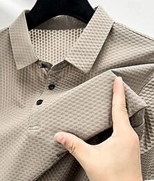 abordables -Hombre Polo Camisetas polo Casual Vacaciones Diseño Manga Corta Moda Moderno Plano Botones Puro Verano Primavera Ajuste regular Negro Azul Marino Color Camello Gris Polo