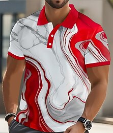 ieftine -Bărbați Geometică Tricouri polo Manșon scurt Tricouri de polo Cămăși cu guler Casual Îmbrăcăminte Atletică Nasturi Vară Primăvară Albastru piscină Roșu-aprins Mov