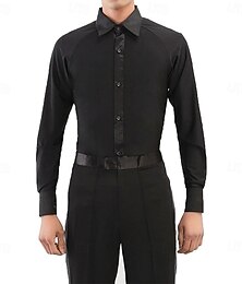 abordables -Danse Latine Haut Couleur unie Homme Soirée Entraînement Performance manche longue Spandex Nylon