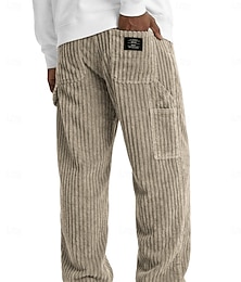 billige -Herre Bukser Kordfløyel bukse Vinterbukser Uformelle bukser Posete bukser Snorer Multi lomme Helfarge Komfort Full lengde Avslappet Daglig utendørs Mote Gatemote Hvit Navyblå Uelastisk