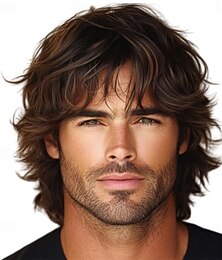 abordables -Perruque courte brune bouclée pour homme, dégradée, cheveux naturels et duveteux, idéale pour le quotidien, les fêtes, Halloween et le cosplay.