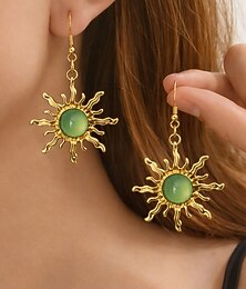 abordables -Boucles d'oreilles pendantes soleil bohèmes pour femme – en alliage, plusieurs coloris disponibles, parfaites pour un look décontracté et des vacances à la plage