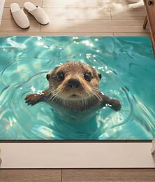 رخيصةأون -سجادة باب بتصميم ثلاثي الأبعاد يُحاكي شكل ثعلب الماء، بلون فيروزي، مطبوعة بتقنية الطباعة المسطحة ثنائية الأبعاد، مصنوعة من مادة متينة وسهلة التنظيف، تُضفي لمسة جمالية على مدخل منزلك.