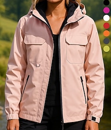 billige -Dame Vindtett jakke Softshell jakke Turjakke Utendørs Vanntett Vindtett Turantrekk Turklær Vår Høst Topper Camping / fotturer / grotting Løp Helfarge Svart Hvit Rosa