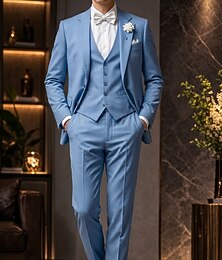 お買い得  -男性用 タキシード リネンスーツ 春の結婚式 ビジネス ピンク バーガンディー 春夏 スーツ ノッチドラペル ライトウェイト フォーマル ソリッド スリムフィット 3点セット シングルブレスト 二つボタン