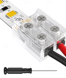 abordables -Connecteur LED 2 broches 10 mm sans soudure pour rubans LED transparents, avec tournevis intégré, pour rubans LED monochromes 12 V/24 V, lot de 12.