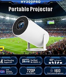 abordables -Nouveau HY300 PRO Intelligent Projecteur Portable Android 13.0 Résolution 1280 * 720 28 Mémoire WIFI Vidéo LCD 720P Home Theater Projecteur 4K Bluetooth 5.4 Cadeau de la Saint-Valentin