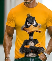 preiswerte -Herren Tiermotiv Lustig Ente T Shirt Kurzarm T-Shirt 3D-Druck Rundhalsausschnitt Hemd Übertrieben Designer Party Ferien Schwarz Gelb Sommer Frühling Bekleidung S M L XL XXL XXXL
