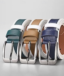 זול -בגדי ריקוד גברים חֲגוֹרָה אבזם סיכה אבזם אוטומטי כרום PU סגנון רחוב עכשווי יום יומי לנופש קולור בלוק כחול נייבי חום יומי עֵסֶק רשמי חגורת מותניים