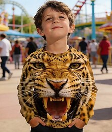 preiswerte -Jungen 3D Grafik Tiermotiv Leopard Sweatshirt Pullover Langarm 3D-Druck Frühling Herbst Aktiv Mode Streetwear Kinder 4-12 Jahre Rundhalsausschnitt Lässig Täglich Outdoor Normale Passform