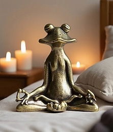 economico -statua vintage in metallo a forma di rana zen per meditazione, scultura in metallo, bruciatore di incenso, decorazione per la casa, tè, animali domestici