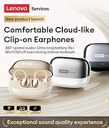 Недорогие -Беспроводные наушники Lenovo с открытым амбушюром, Bluetooth 6.0, с зарядным кейсом, 25 часов воспроизведения, компактные. &Мощный звук, встроенный микрофон, удобные наушники для спорта, тренировок,