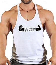 cheap -Men's Graphic Letter Workout Tank Top Running Tank Top Gym Tank Top Sleeveless Top Summer Quick Dry Moisture Wicking Gym Workout Active Training Exercise Sportswear Activewear Blue Black White