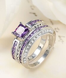 abordables -Ensemble de bagues pour femme, en cuivre avec zirconiums cubiques multicolores, élégantes et assorties, parfaites pour les mariages, les fêtes et les événements formels. Bijoux de mariée ou de soirée idéaux.