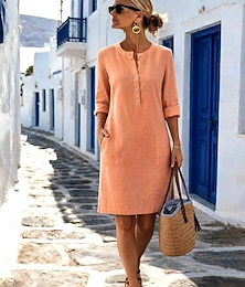 abordables -Femmes Robe Midi Robe fourreau Occasionnel Quotidien Coupe régulière Uni manche longue Col ras du cou Bleu Noir Blanche Bleu Roi Été Printemps Automne