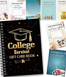 olcso -főiskolai túlélési ajándékkártya-könyv, 7 x 5 hüvelykes ballagási ajándékcsomagoló kártyakönyv 2026, túlélési füzet szervező, otthoni gondozási csomag készpénztartó