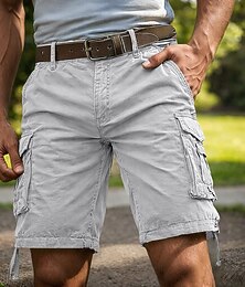 preiswerte -Herren Cargohose Cargohosen Cargo-Shorts Shorts Freizeitshorts Tasche Einfach Einheitliche Farbe Knielang Lässig Outdoor Streetwear Mode Streetwear Blau Schwarz Unelastisch