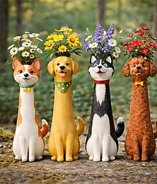 halpa -käsintehty omituinen koiranmuotoinen maljakko hartsipuutarhakoriste, söpö koiranistutusruukku mehikasveille, sisä- ja ulkopuutarhaterassi nurmikko parveke kodinsisustus