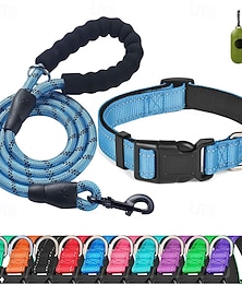abordables -Ensemble laisse et collier pour animaux de compagnie : laisse réfléchissante et collier en nylon réglable, convient aux chiens de petite, moyenne et grande taille.